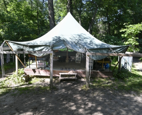 Photo of tent and platform